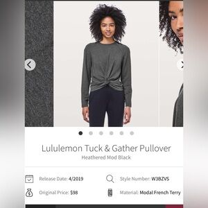 🍋Women’s Lululemon Tuck & Gather Pullover unsized/PTP approx 19” 🍋